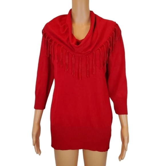 Kim Roger's long sleeve fringe neckline sweater - Picture 1 of 10